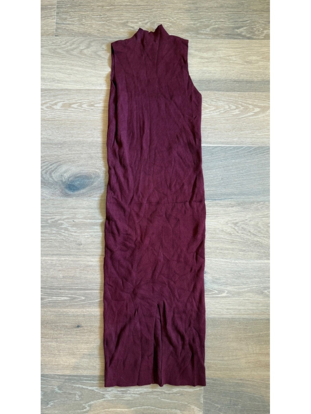 Express Sleeveless Ribbed Knit bodycon fall Midi Dress in Burgundy, Size M